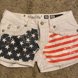 Miss Me Red White and Blue Jean Shorts